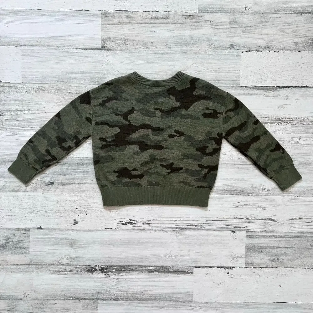 Gap Boys Sweater XS 4-5 Camouflage Knit Pullover Crewneck Long Sleeve Casual